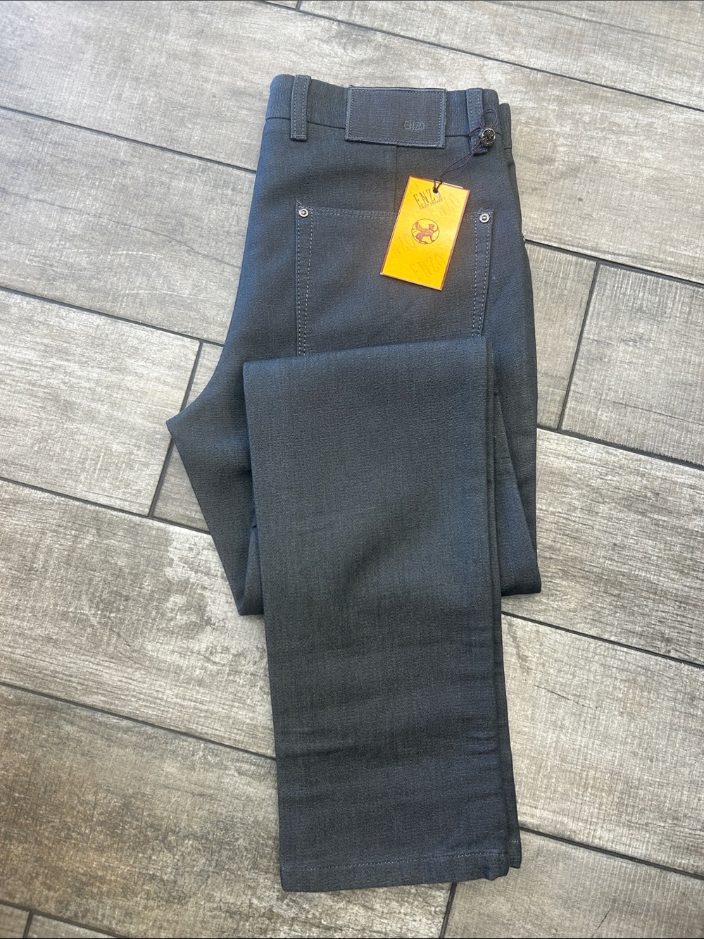 Enzo Tovare Men’s Grey Charcoal Jeans - Classic Straight Fit NWT
